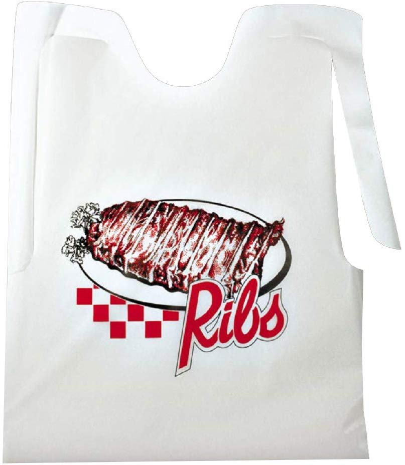 Pack of 500 Ribs Design Bibs 15.5 x 20 with Ties. Thickness 1.375 Mil