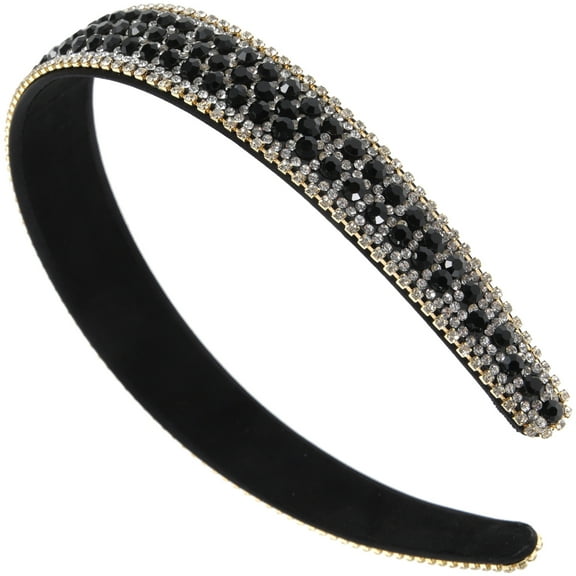 WRITWAA Black Rhinestone Headband for Women, Stylish Hair Accessory Perfect for Dressy and Elegant Looks