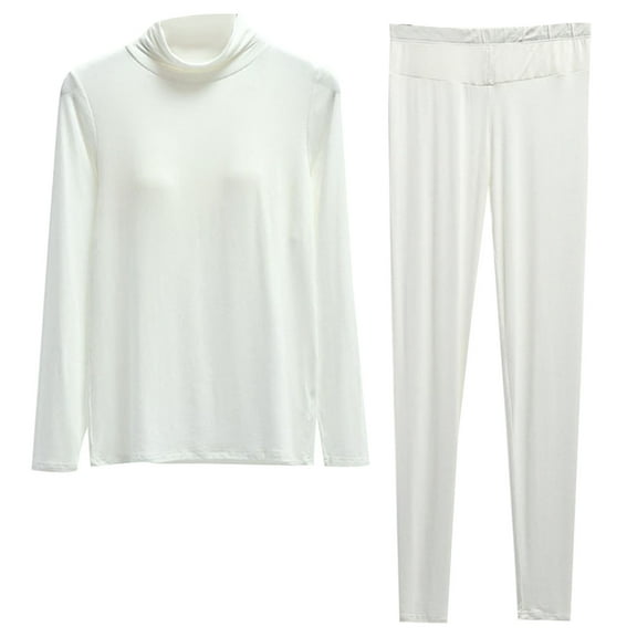 cfhntfmh Womens Pajama Sets Casual Soft Long Sleeve High Neck Padded Warm Tops and Pants Loungewear Sleepwear 2 Piece Pjs Sets