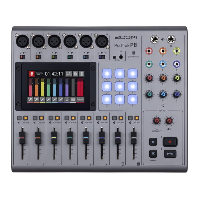Mezclador y grabador de podcasts Zoom PodTrak P8 con 6 entradas