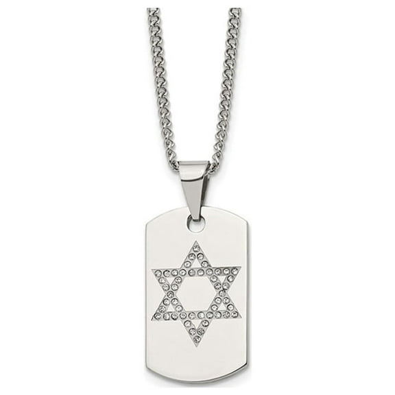 Mens Stainless Steel Star of David Dogtag Pendant Necklace with Chain for Men