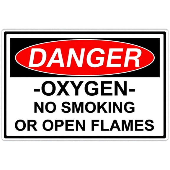 Warning Plaque Danger Oxygen No Smoking Or Open Flames - 8"x12" Aluminum Wall Sign for Outdoor Indoor Medical Facility