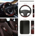 thumbnail image 4 of Yuyamidu Red Skull Car Seat Cover Split Covers Set Flower Sun Visor Car Steering Wheel Cover Seat Belt Pads Rearview Mirror Cover Gear Shift Cover Hand Brake Cover Cup Holder Wrist Key Chain 16 PCS, 4 of 7