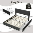 thumbnail image 3 of King Size Bed Frame with Tufted Headboard, Upholstered Platform Bed Frame with 4 Storage Drawers and Wooden Slats Support, No Box Spring Needed, Black, 3 of 8