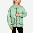 thumbnail image 2 of Kids Winter Jackets No Hood Thick Quilted Puffer Coat with Pockets for Boys Girls 3-15 Years Warm Outerwear (12-13 Years, Green), 2 of 7