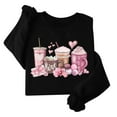 thumbnail image 2 of Amzcrzy Chandails pour Femmes Chandails à Manches Longues pour Femmes Femmes Saint-Valentin Amoureux Café Décontracté Imprimé Manches Longues Col Rond Chandail à Capuchon Imprimé Mode Chandail Sans Capuche TP, 2 of 8