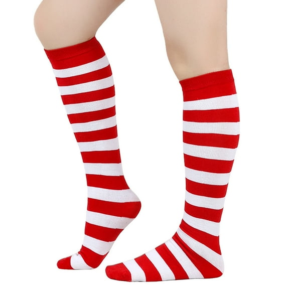 Nvzi 3 pairs of Red & White one size wide striped socks and fashionable mid calf socks with colorful stripes, perfect for pairing with casual wear and daily wear