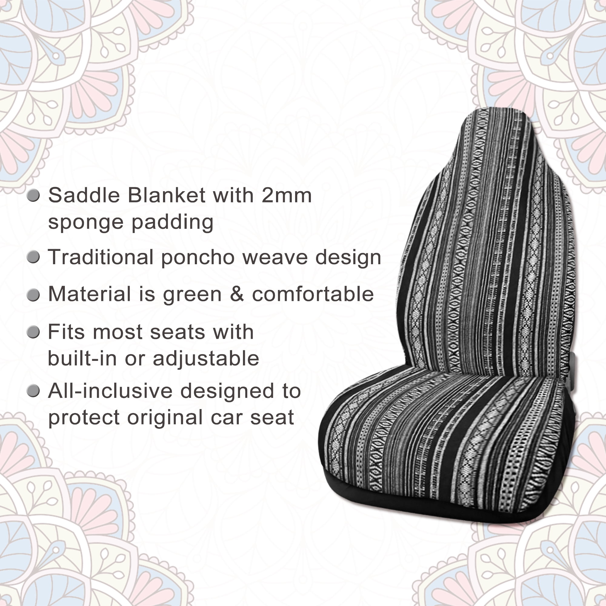 REGALWOVEN  2 Pcs Gray Front Seat Cover Saddle Blanket Seat-Belt Pad Protectors for Auto