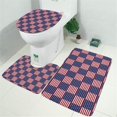 thumbnail image 2 of Red White and Blue Star Striped Pattern Bathroom Rugs Sets 3 Piece,Toilet Cover Set,Absorbent Non Slip Bathroom Mats Sets with U-Shaped Contour Rug Toilet Rug Set, 2 of 5