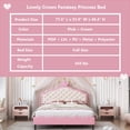 thumbnail image 3 of Bellemave Full Size Upholstered Bed with Crown Shaped Headboard, Princess Platform Bed with Button Tufted Design, Pink Cute Full Platform Bed for Teens, No Box Spring Needed, Pink + Cream, 3 of 10