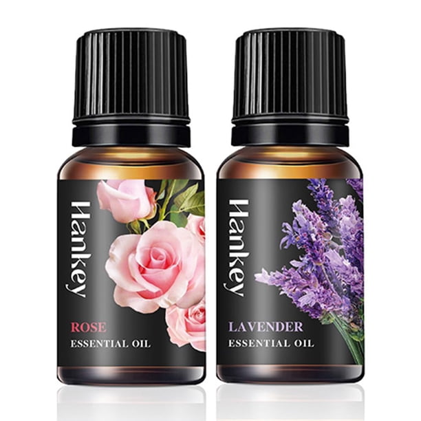 Aceite esencial de rosa y lavanda Aceite de lavanda de rosa orgánico puro para difusor masaje jabón aromaterapia baño cuidado de la piel - 2 x 10 ml (rosa+lavanda)