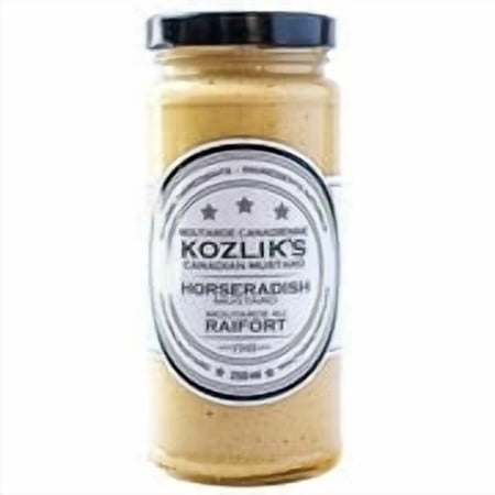 Kozliks Horseradish Hot Spicy Brown Yellow Dijon Natural Gluten Free Non-GMO Mustard, 8.5oz Jar