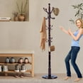 thumbnail image 7 of Wooden coat rack freestanding, 14 Hooks Coat racks stand for Entryway, Adjustable Height Coat Tree for Hats, jacket, Handbags, Vintage heavy duty coat rack, 7 of 7