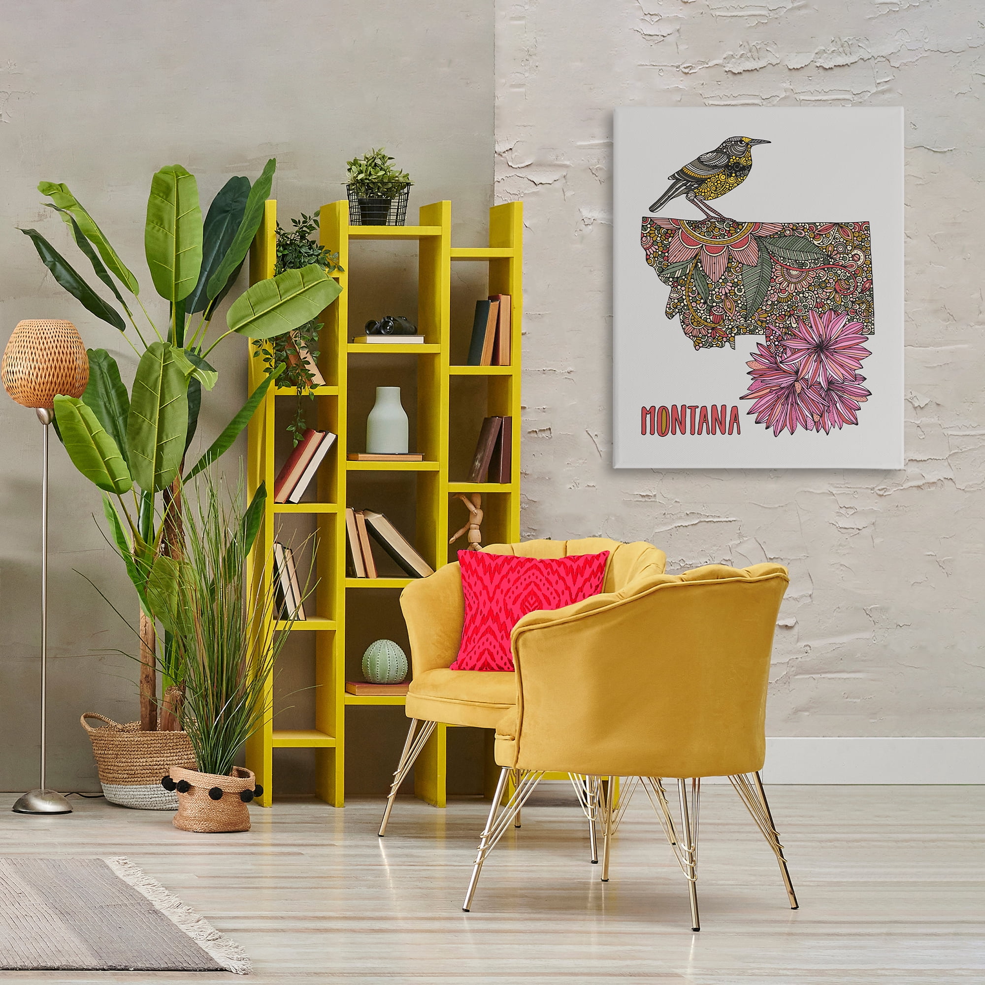 Stupell Industries Floral Montana State Botanical & Floral Painting Gallery Wrapped Canvas Art Print Wall Art, 30 x 40