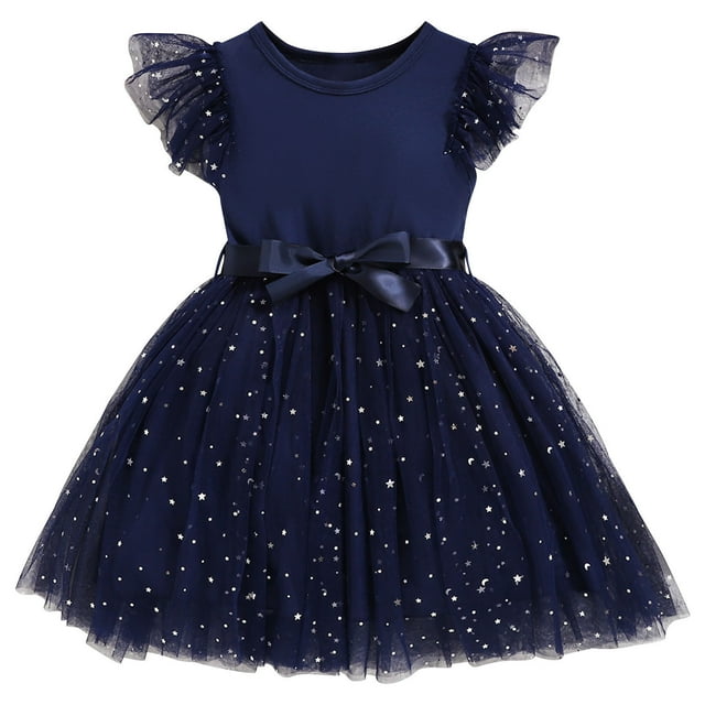Liquidation d'Économies d'Été! WRKEKC Robe d'Été pour Filles, Robe Décontractée pour Filles, Robe Princesse Sans Manches à Imprimé Uni Mignonne pour Tout-Petits et Filles 7 Ans
