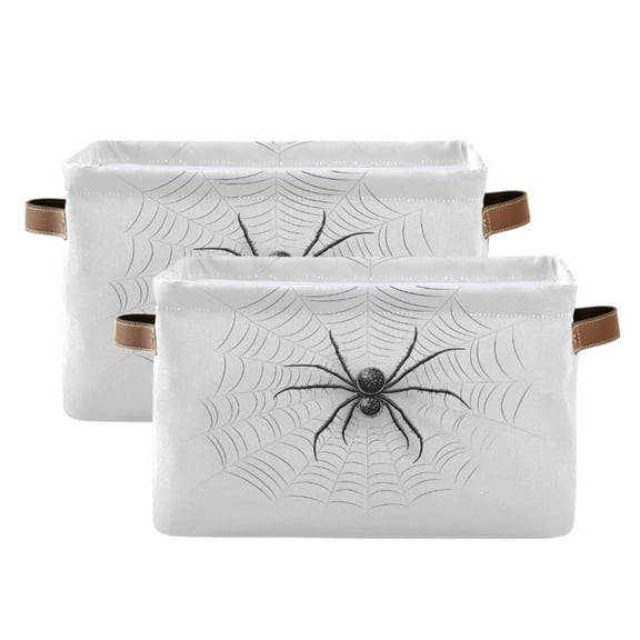 Ryvnso Spider on Web Storage Basket Large Bin Foldable Boxes Toys Organizer 14.2x10.2x8.3in 2 PCs