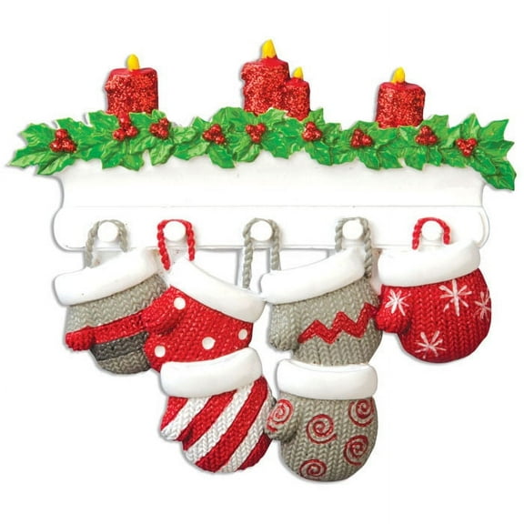 Mitten Family of 6 Personalized Christmas Ornament DO-IT-YOURSELF