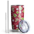 thumbnail image 2 of 20oz Tumblers Red Christmas Decoration Pattern Stainless Steel Vacuum Insulated Double Wall Travel Tumbler Cups Mug with Lid and Straw,Cleaning Brush for Cold & Hot Drinks, 2 of 7