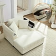thumbnail image 3 of Mjkone Oversized Accent Chair with Ottoman for Living Room, Single Indoor Lounge Sofa Armchair with Storage Armrests and Ottoman,Beige, 3 of 9