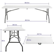 NiamVelo Folding Table 8 ft Heavy Duty Foldable Table Camping Working Table Indoor Outdoor Plastic Table Utility Party Dining Table with Lock Function, White