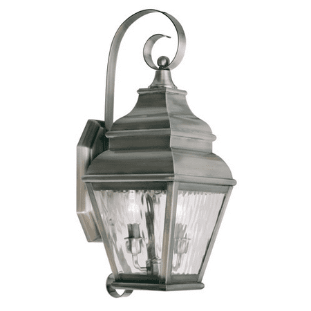 

Wall Sconces 2 Light With Clear Water Glass Vintage Pewter size 22 in 120 Watts - World of Crystal