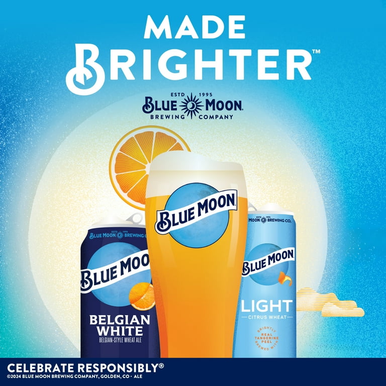 Blue Moon Belgian White Craft Beer, 12 Pack, 12 fl oz Glass