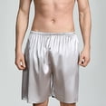 thumbnail image 2 of Asxite Mens Pajama Pants Solid Plus Size Ice Satin Thin 5/8 Length Home Shorts, 2 of 5