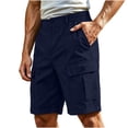 thumbnail image 5 of Men's Hiking Cargo Shorts with Zipper Pockets 7" Lightweight Quick Dry Casual Shorts for Men Golf Work (Navy,S), 5 of 7