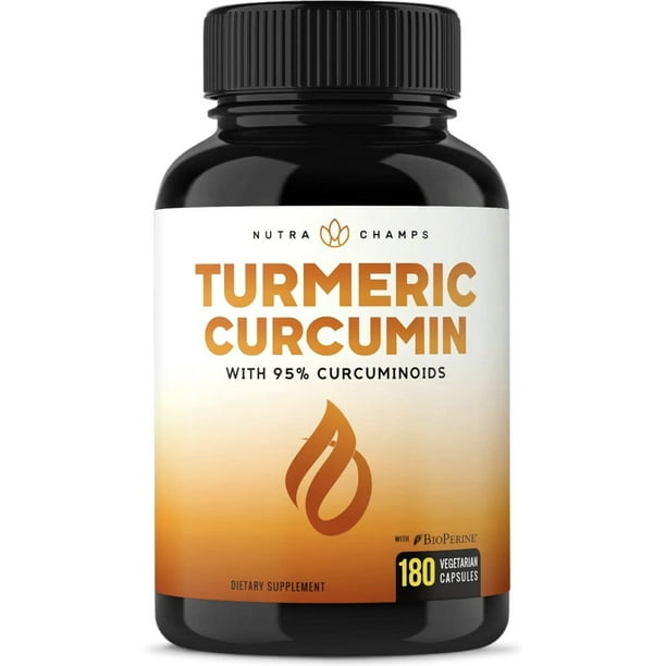 Turmeric Curcumin with BioPerine 1500mg 180 Capsules with 95