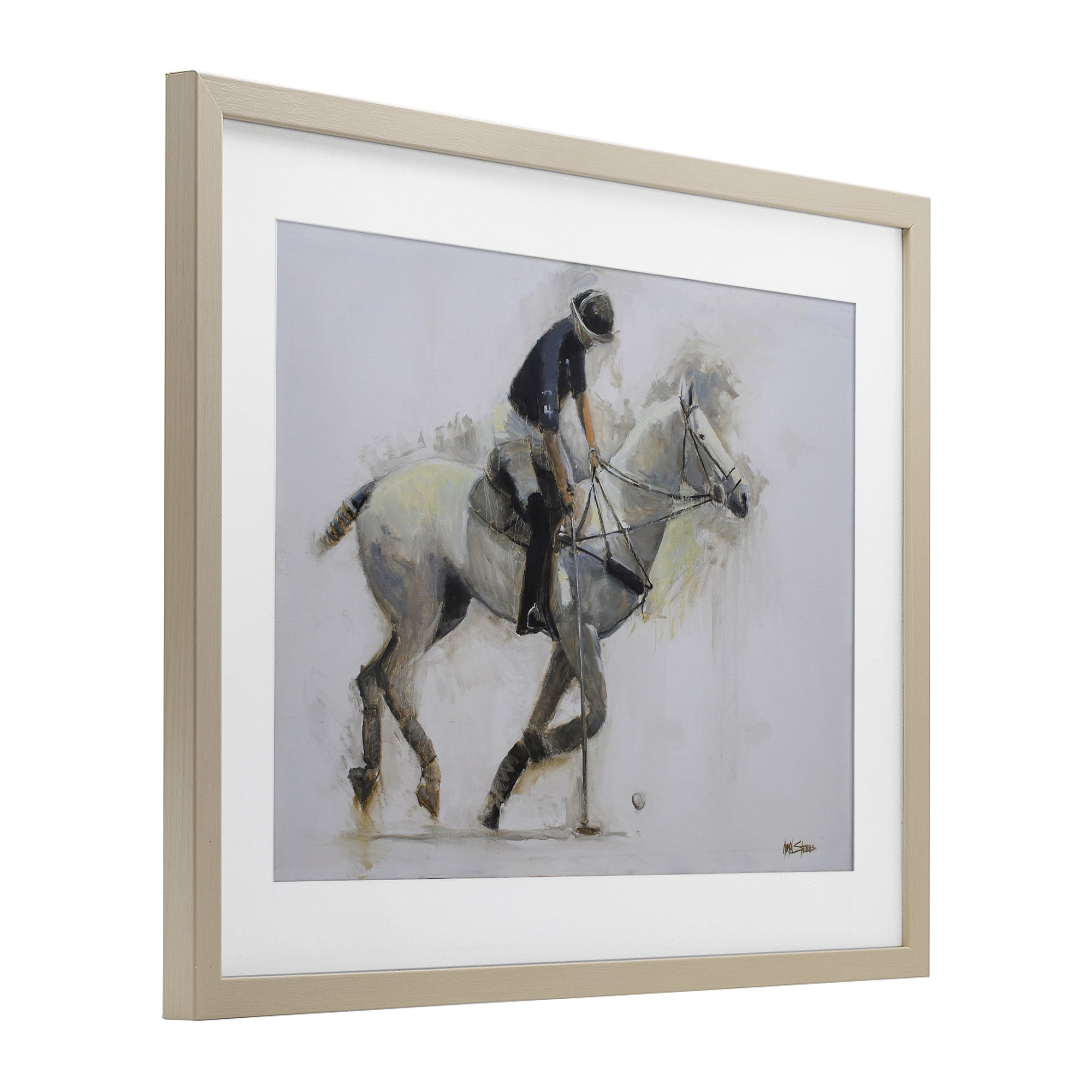 Stupell Industries Polo Rider in Motion Birch Framed Print Under Glass, design by Jadei Graphics