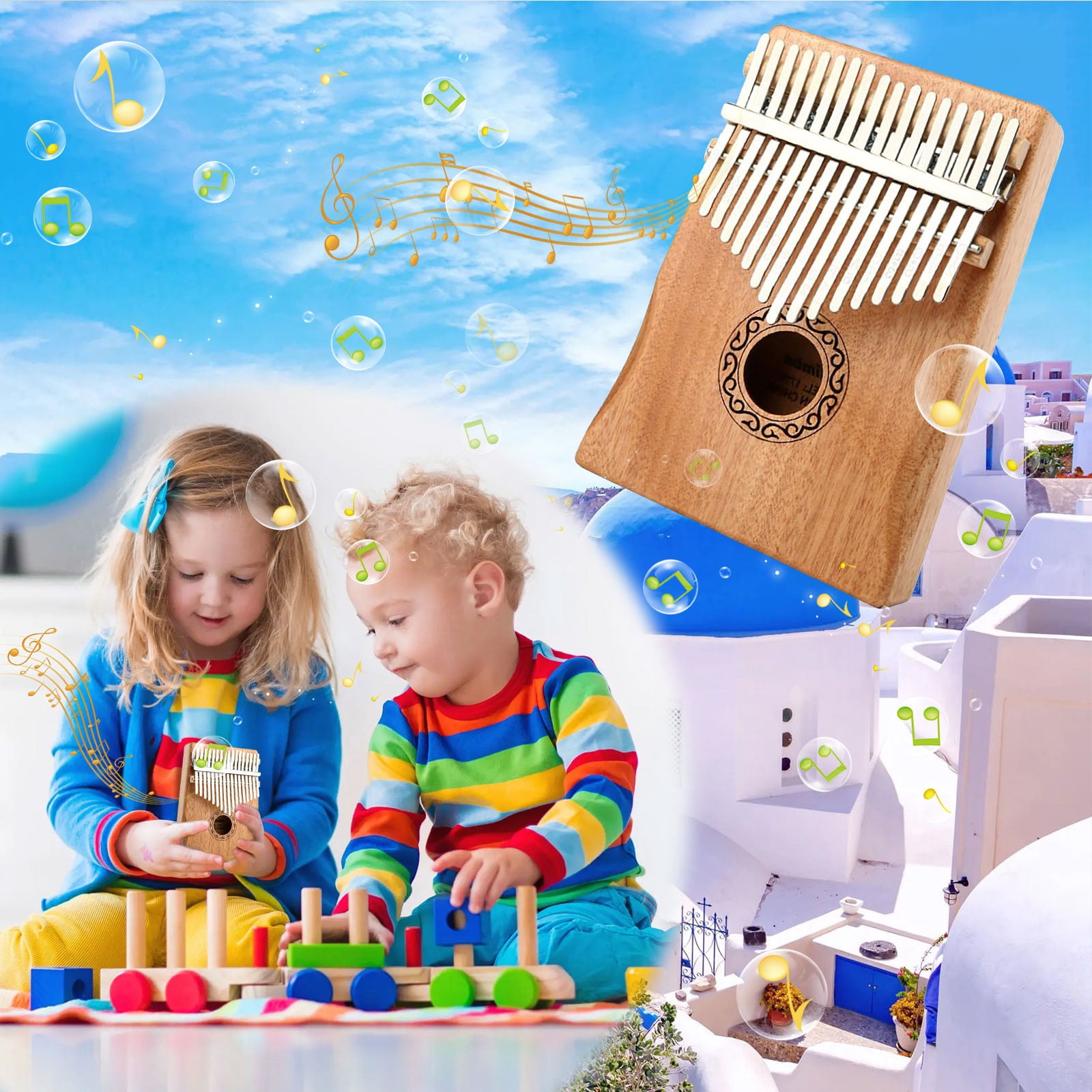Byujiro 17-Key Mini Kalimba Thumb Piano – Portable Pocket Musical Instrument, Beginner-Friendly, Complete Set with Tuning Hammer & Carry Bag for Kids Adults Gift