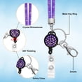 thumbnail image 2 of Bling Lanyard for Women, 32.9" Crystal Lanyards with ID Holder Retractable Rhinestone Lanyard for Keys Wallet Phones Glasses Women Gift (Purple, Retractable Badge), 2 of 7