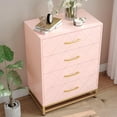 thumbnail image 4 of Cómoda Moderna de 4 Cajones, Gabinete de Almacenamiento de Madera con Tiradores y Patas de Metal Dorado, Cómoda para Recámara, Sala de Estar y Entrada, Rosa, 4 of 7