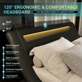thumbnail image 5 of Sifurni King size Wave-Like Curve Deluxe Upholstered Modern Bed Frame with LED Headboard, Black, 5 of 10