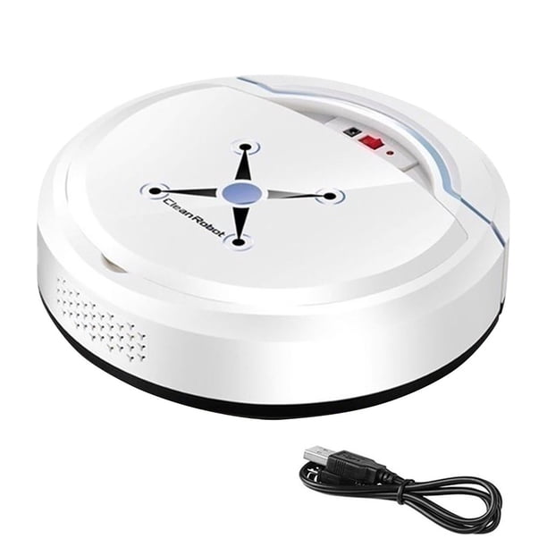 Bewildely Robot aspirador USB para el hogar, máquina de limpieza recargable para suelo de madera, limpiador de polvo para el cabello, barredora Electrodomésticos Blanco Bewildely HA001695-02B