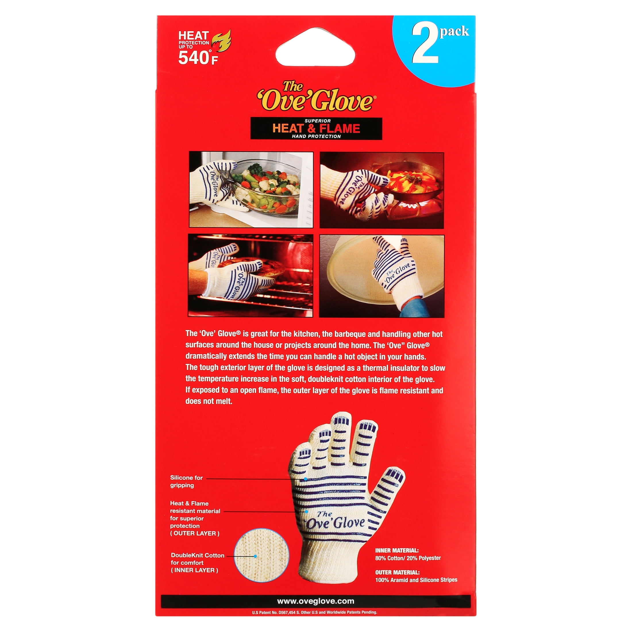 The 'Ove' Glove 2-Pack - Superior Hand Protection from Heat and Flame - yellow with blue silicon stripes