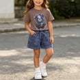 thumbnail image 3 of Mitankcoo Summer Outfit Sets for Toddler Girls Print Short Sleeve Tops & Jean Shorts 2 Piece Daily Casual 0-6Y, 3 of 6