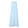 thumbnail image 7 of Womens Summer Sleeveless Dress Halter Tie Back Loose Built in Bra Dress Flowy Ruffle Tiered Maxi Dress Beach Swing Long Dresses Sundress Sky Blue S, 7 of 7
