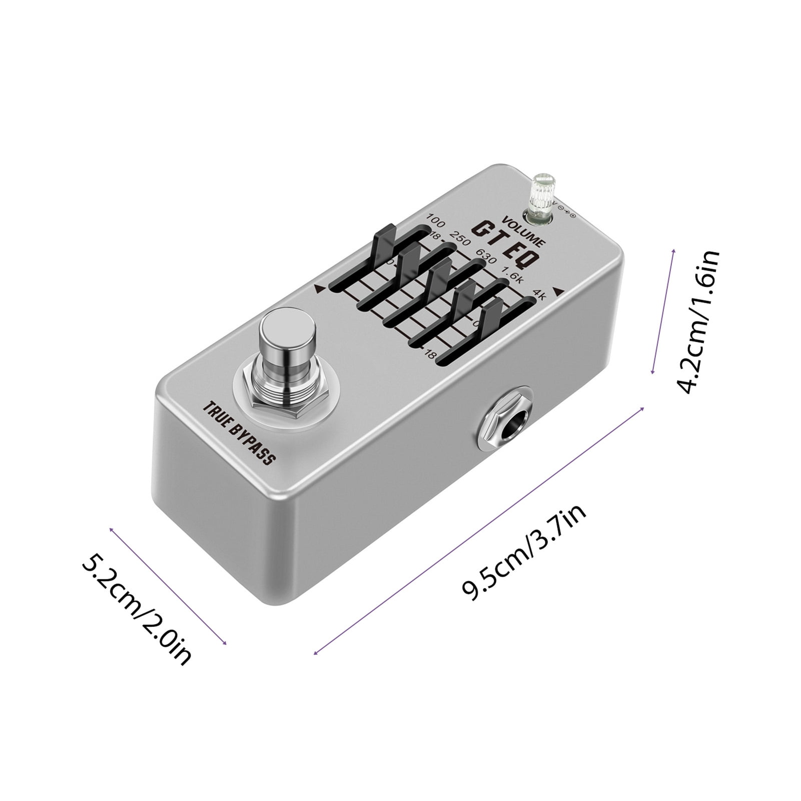 electric guitar effects Eq 5-Band EQ Pedal Electric Guitar Equalizer 100Hz 250Hz 630Hz 1.6kHz 4kHz True Bypass 1/4 Inch Mono Metal Shell Effects Pedal Overload Distortion Delay Reverberation