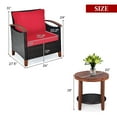 thumbnail image 4 of Costway 3PCS Patio Rattan Furniture Set Wooden Frame Cushion Table Shelf Red, 4 of 12
