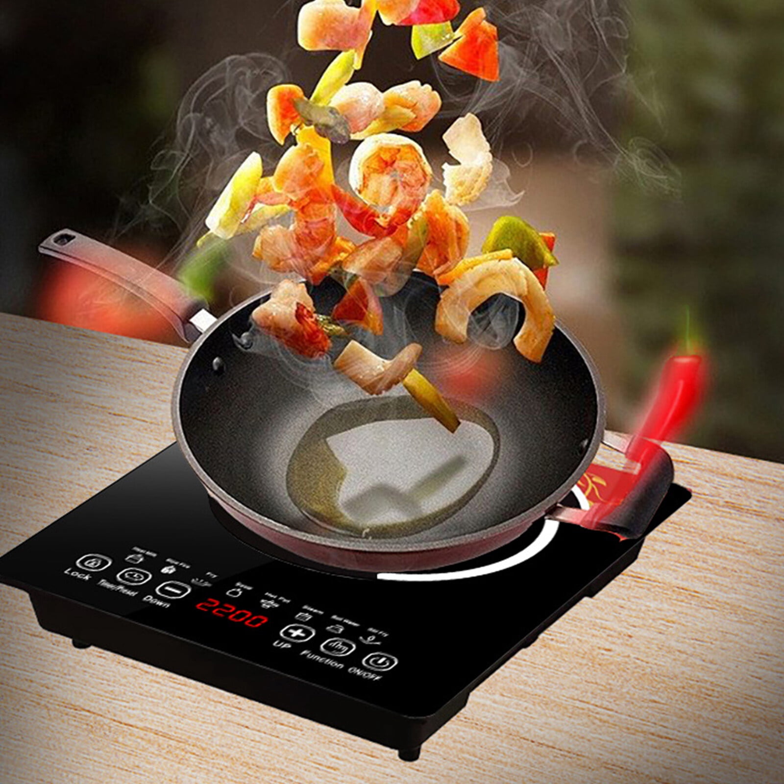 Hinzonek Multi-Function Induction Cooktop, 10 Power Levels Hot Plate, 2200w Electric Stove with Easy Clean Glass, 8 Modes Sensor Touch Cooker