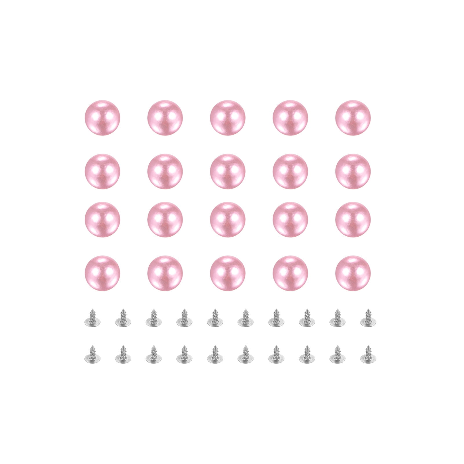 Uxcell Pearl Rivet Studs Kit, 10mm Pearl Rivets Faux Pearls Rivets Pink