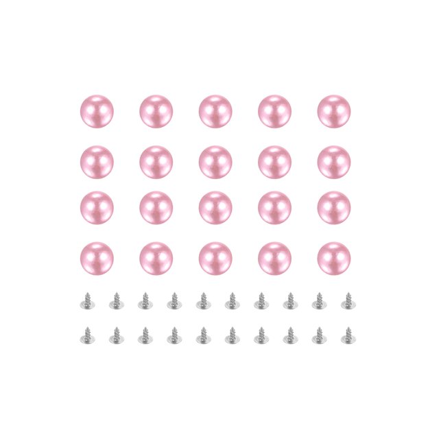 Uxcell Pearl Rivet Studs Kit, 10mm Pearl Rivets Faux Pearls Rivets Pink 50 Set