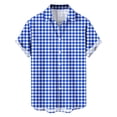 thumbnail image 3 of Guluxicc Men's Plaid Lounge Shirts Button Down Collared Short Sleeve Summer Casual Tops for Everyday Outfits, 3 of 6