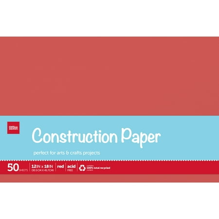 UPC: 0735854735975 | Office Depot® Brand Construction Paper  12  x 18   100% Recycled  Red  Pack Of 50 Sheets