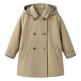 thumbnail image 4 of Tfken Girls Coat Fall Winter Lightweight Button Coats Casual Loose Warm Kids Classic Clothes Outerwear Size 2-3 Years Beige, 4 of 5
