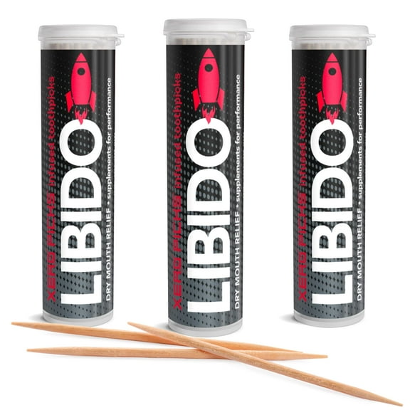 Xero Picks Libido Men - Infused Flavored Toothpicks - Long Lasting Fresh Breath - 40 Picks - 4 Pack - Variety Pack