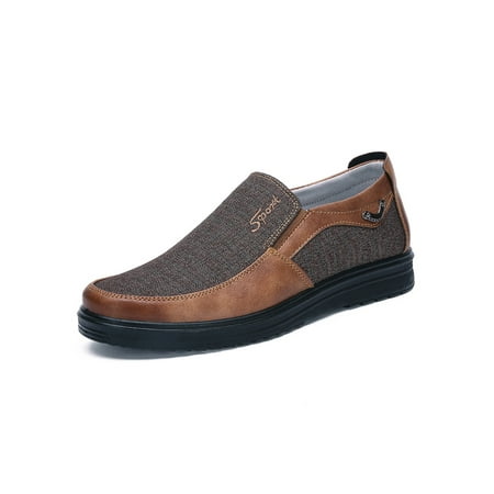 

Lacyhop Men Loafers Flat Flats Classic Casual Shoes Outdoor Non-slip Business Shoe Comfort Slip On Loafer Khaki 10.5