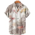 thumbnail image 5 of Camisa hawaiana de lujo para hombre, informal, con estampado de flores en 3D, mangas cortas, talla grande, con múltiples elementos, cuello abatible y botones, 5 of 5