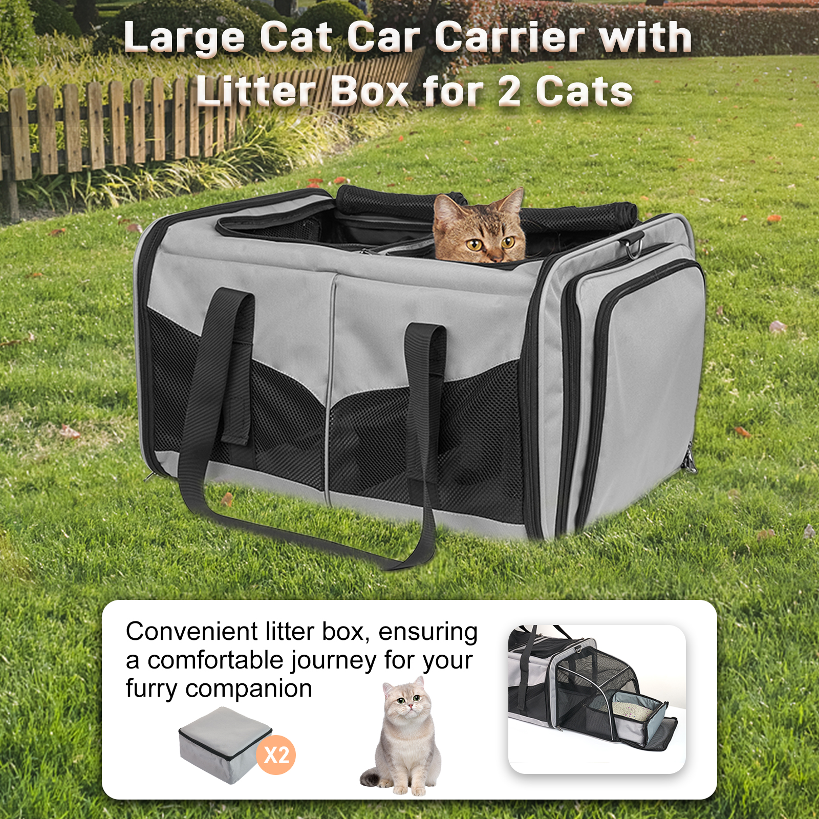 LitaiL 2-in-1 Double Pet Carrier With Litter Boxes photo 5